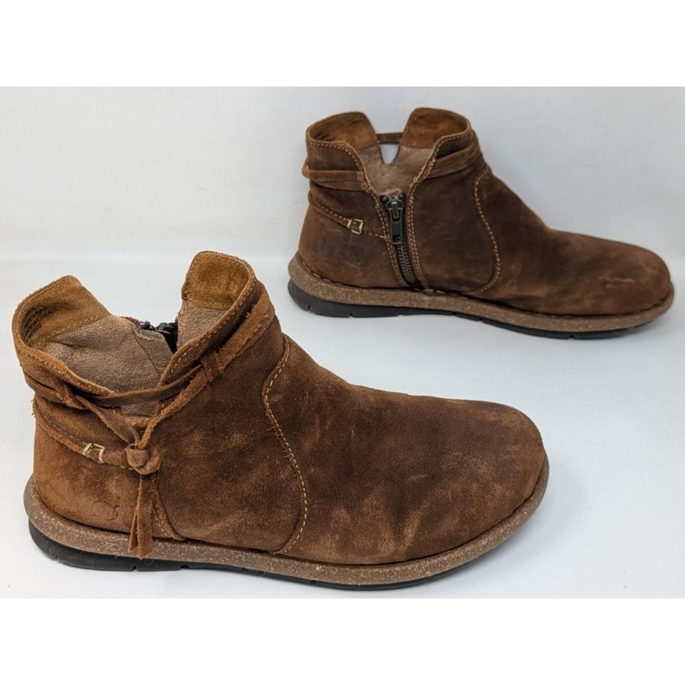 Born Women's Wynter Ankle Boots Brown Suede Leather Zip Booties‎ Tassel Size 9